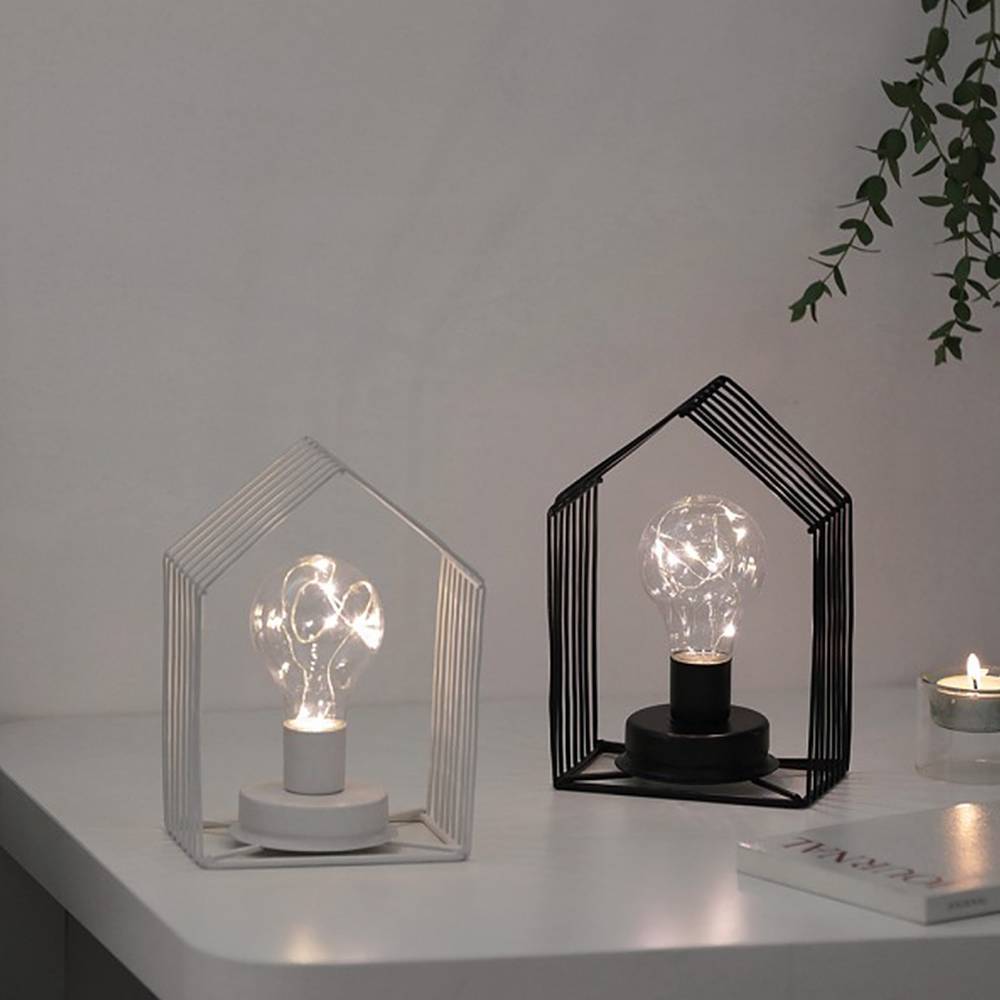 Creative Simple Iron Decor Night Light Black