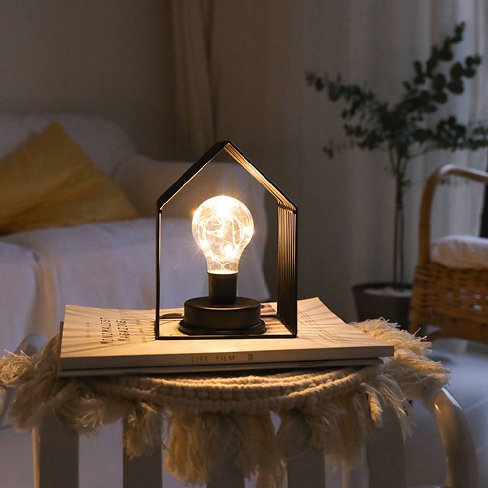 Creative Simple Iron Decor Night Light Black