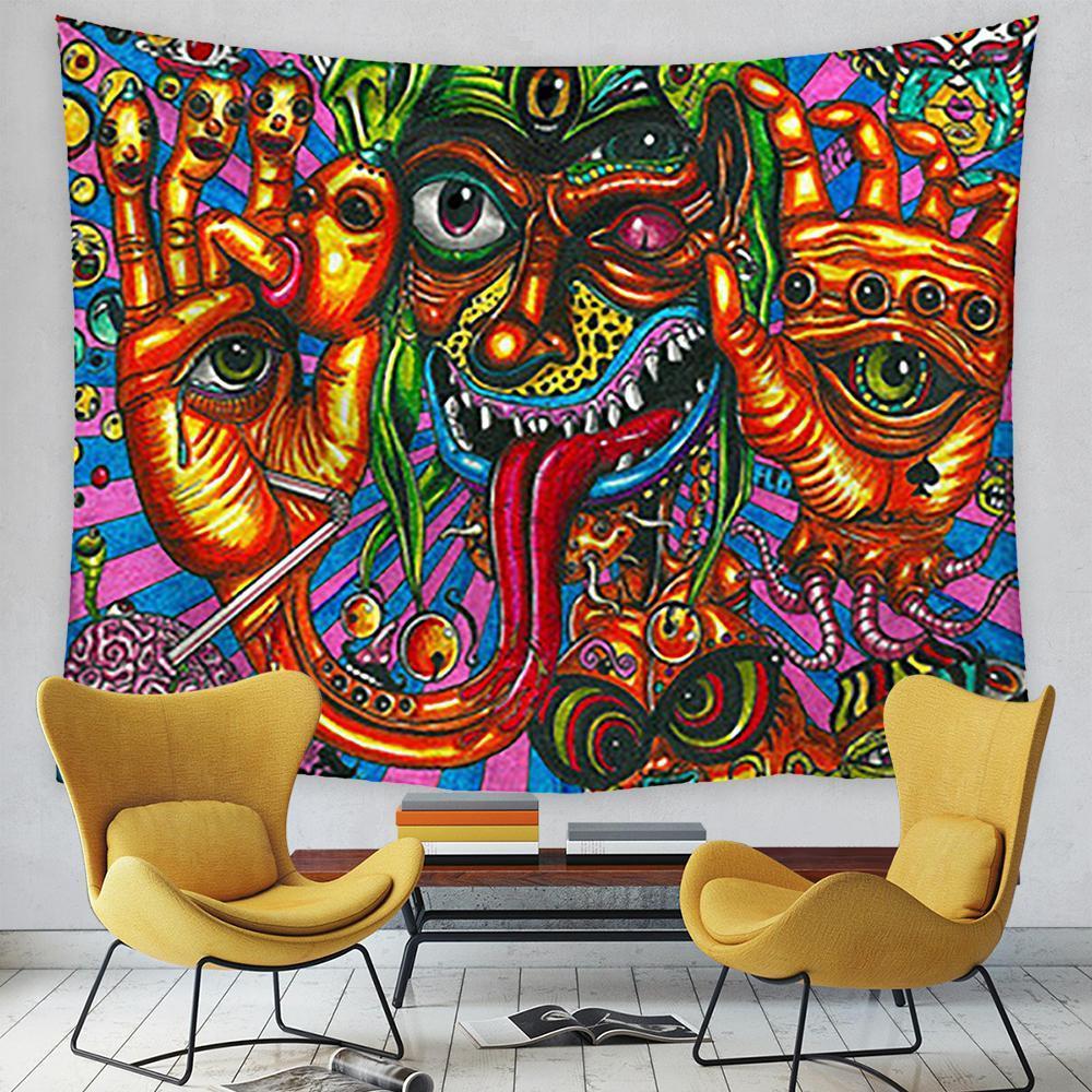 Psychedelic Sun and Moon Tapestry, Wall Decor Hanging Tapestry