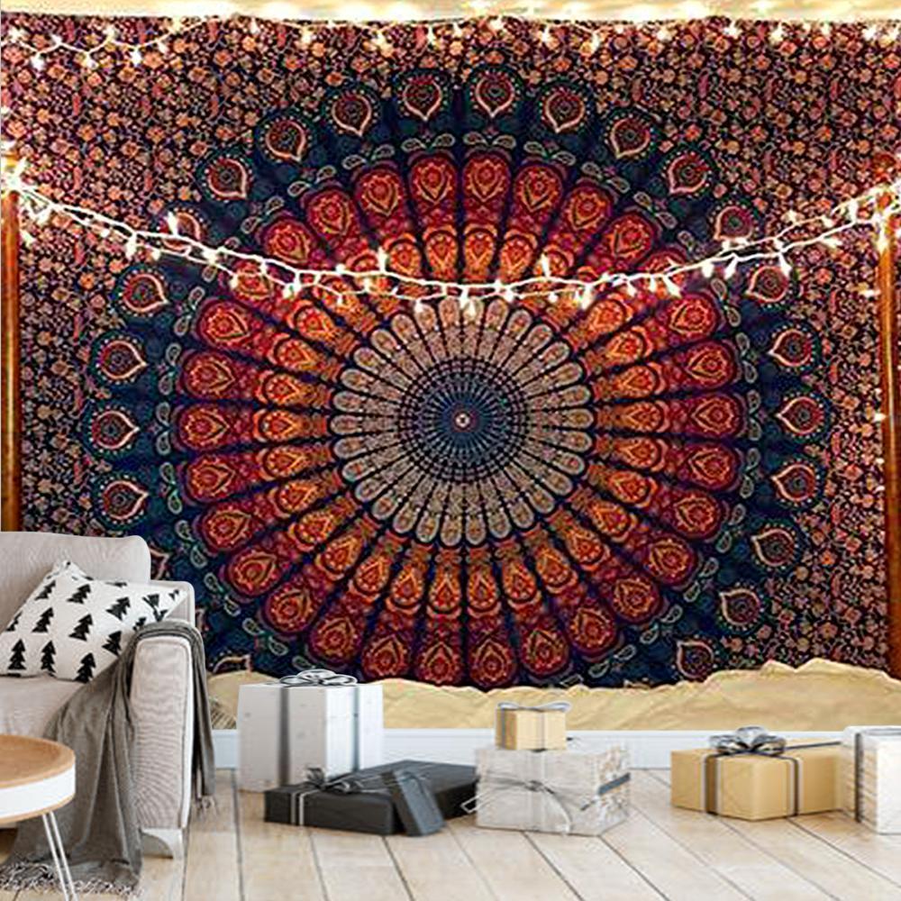 Indian Hippie Bohemian Psychedelic Peacock Mandala Tapestry, Wall Decor Hanging Tapestry