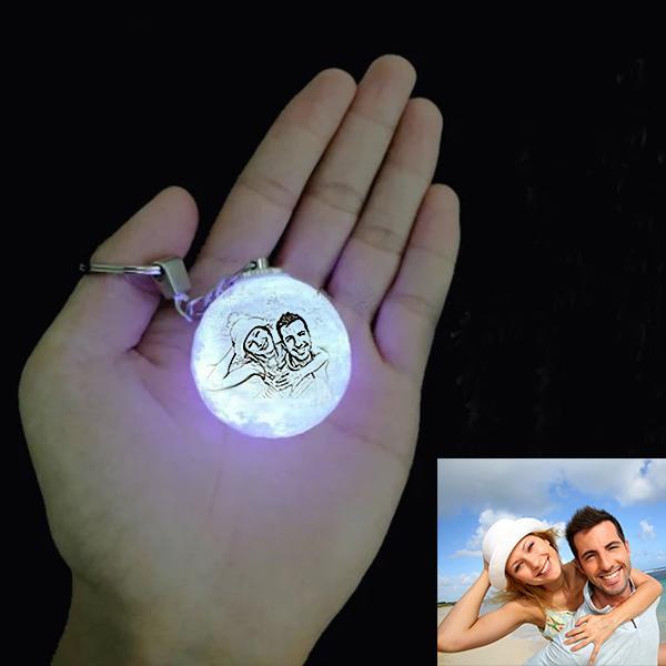 Custom Photo Keychain 3D Printed Moon Lamp Multicolor