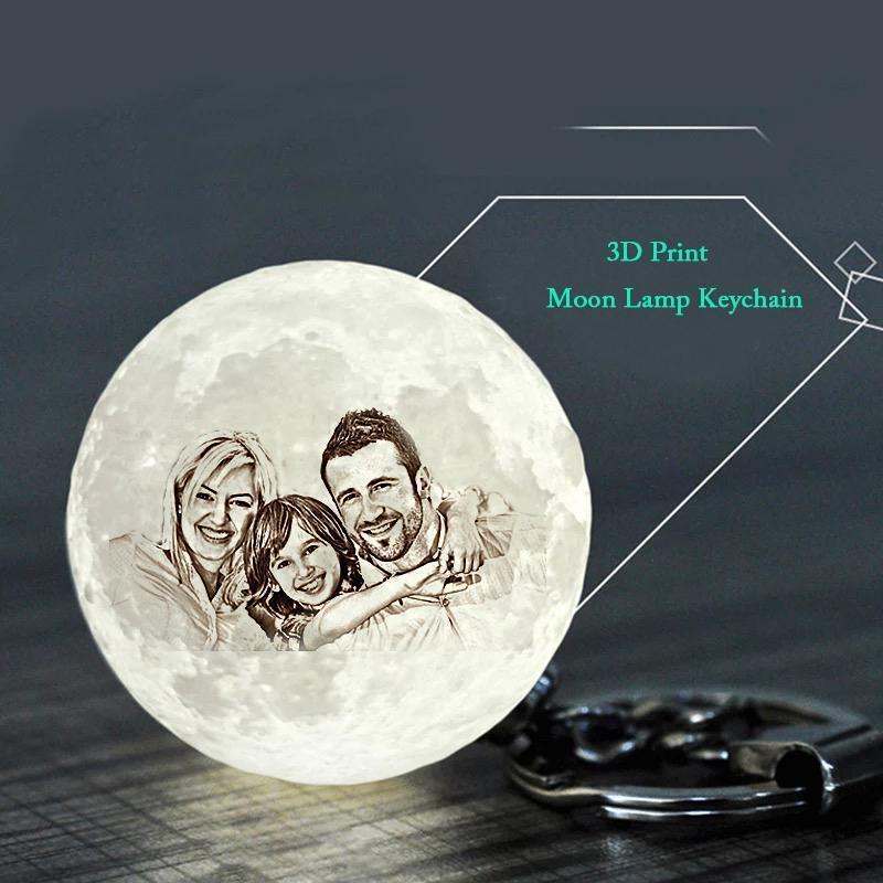 Custom Photo Keychain 3D Printed Moon Lamp