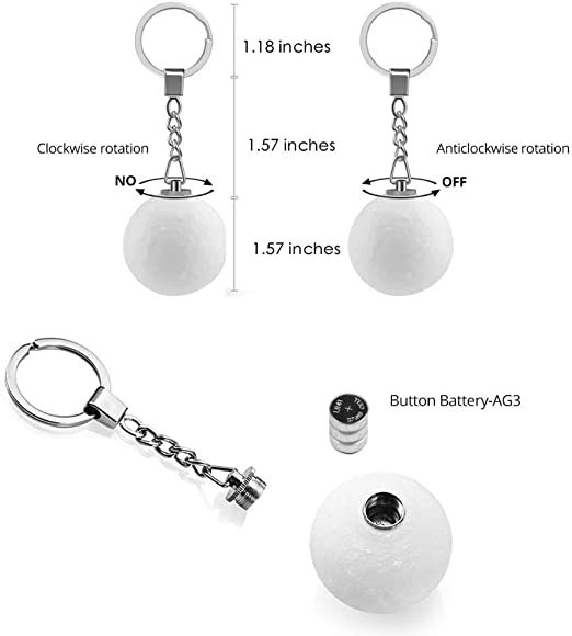 Custom Photo Keychain 3D Printed Moon Lamp Keyring Multicolor Gifts for Her