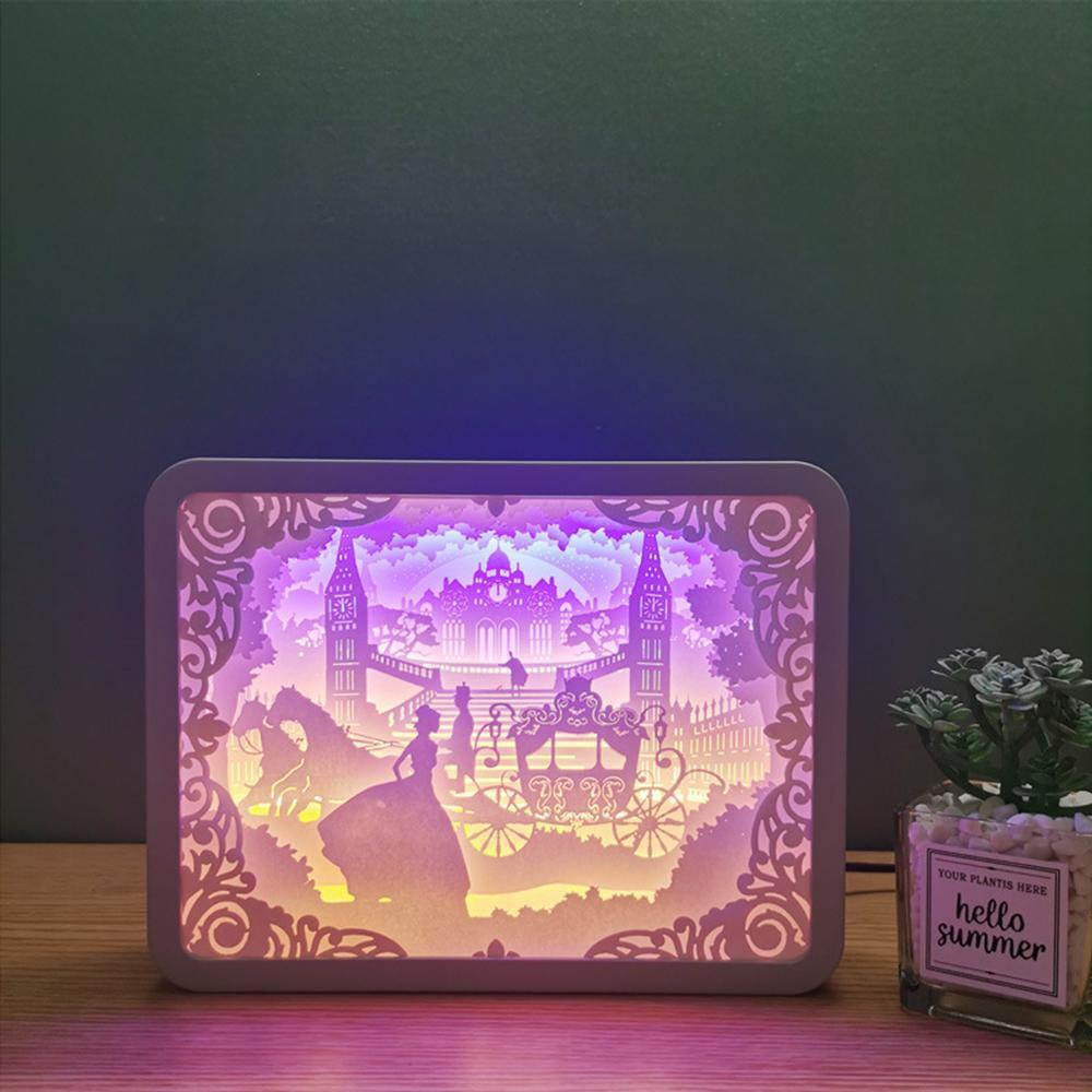 Paper Cutting Light Paper 3D Sculptures Lamp Disney Princesses Gift For Girl