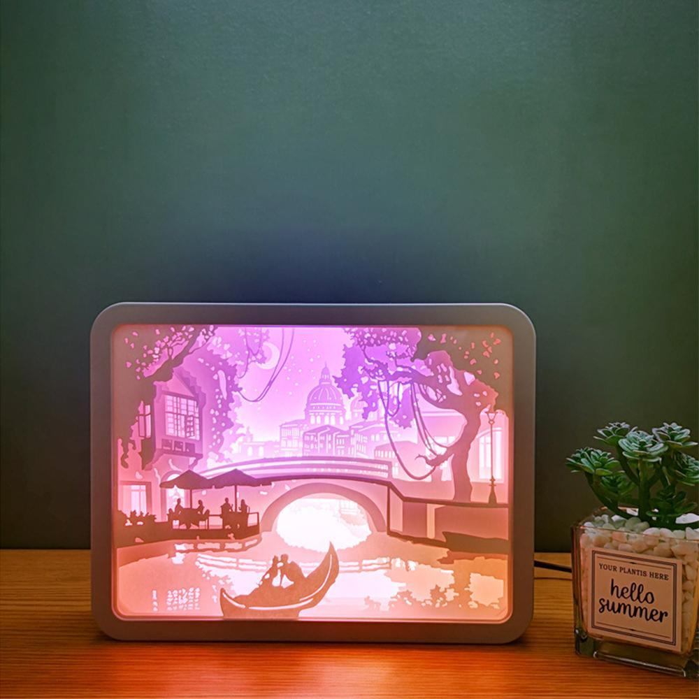 Paper Cutting Light Paper 3D Sculptures Lamp Disney Princesses Gift For Girl