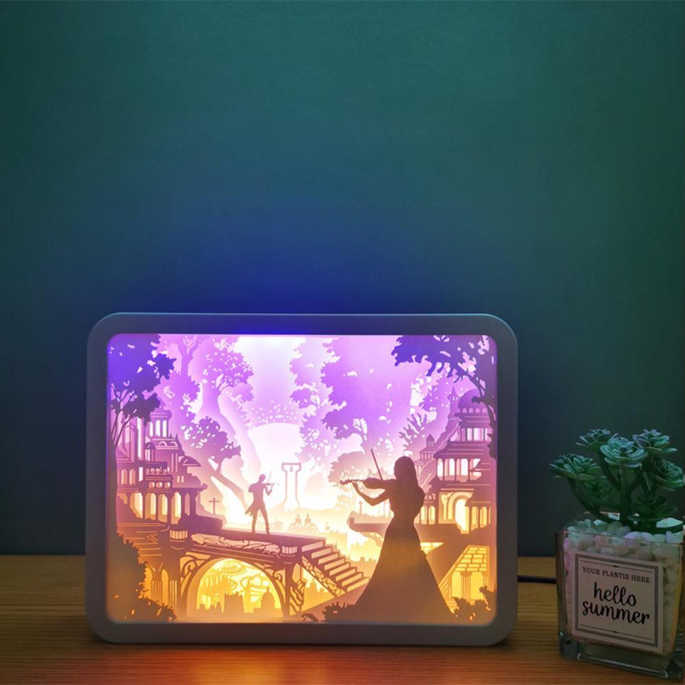 Paper Cutting Light Paper 3D Sculptures Lamp Disney Princesses Gift For Girl