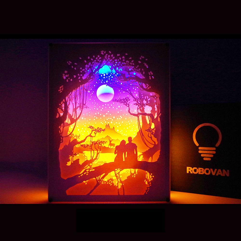 Light Boxes Paper Cut Paper Sculptures Lamp Romantic Love Gift For Him Anniversary Gift