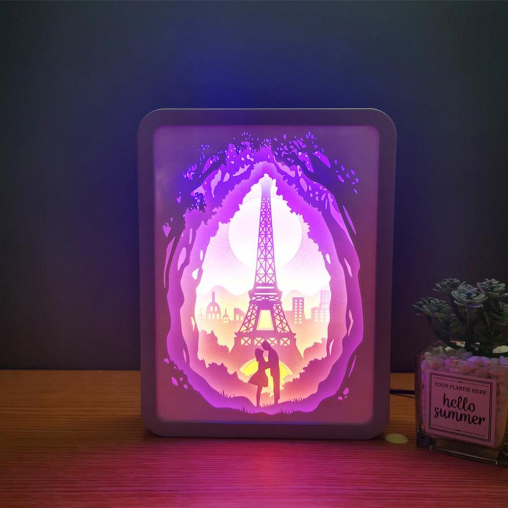 Light Boxes Paper Cut Paper Sculptures Lamp Romantic Love Gift For Him Anniversary Gift