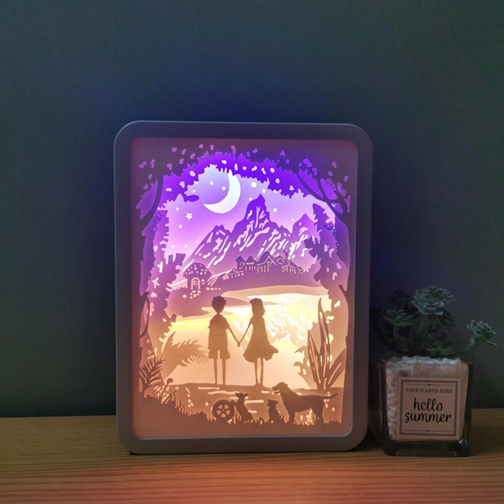 Light Boxes Paper Cut Paper Sculptures Lamp Romantic Love Gift For Him Anniversary Gift