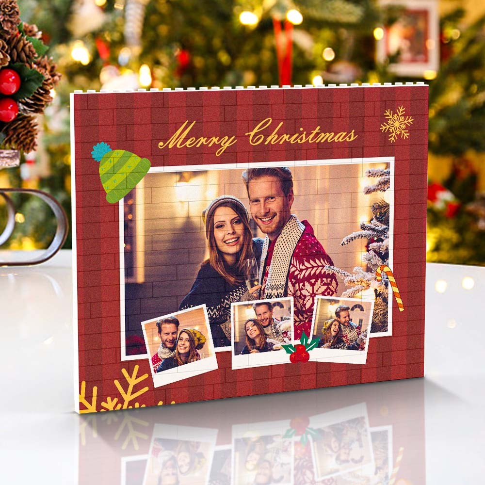 Custom Music Code Personalised Christmas Building Brick Photo Block Frame - mymoonlampau