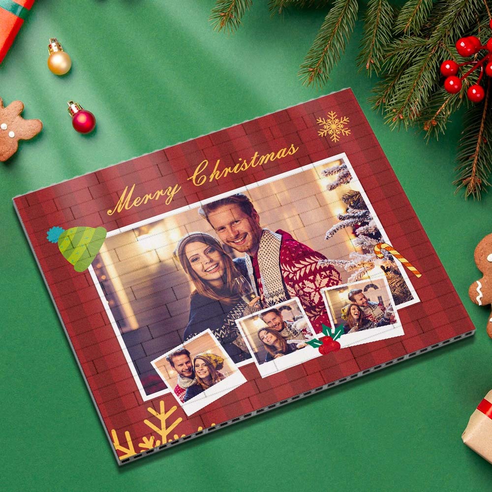 Custom Music Code Personalised Christmas Building Brick Photo Block Frame - mymoonlampau