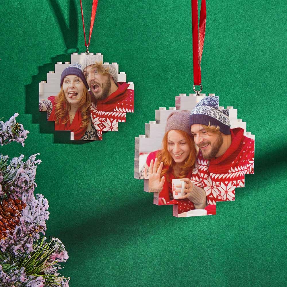 Christmas Ornament Custom Spotify Code Round Photo Block Personalised Building Brick