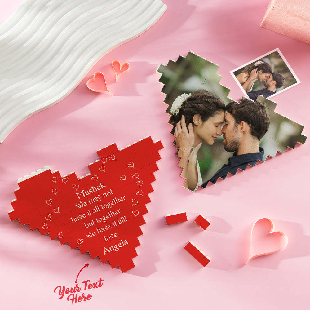 Custom Building Block Puzzle Heart Shape Photo Brick Valentine Gift for Lover - mymoonlampau