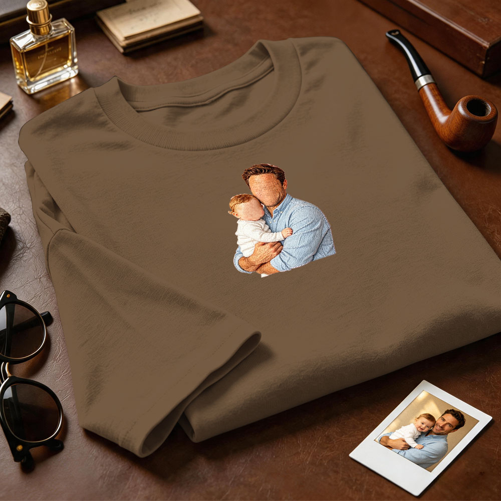Custom Full Color Embroidered Sweatshirt Portrait Couple/Dad/Mom Family Gift Personalized Fathers Day Gift Idea - MyMoonLampAu