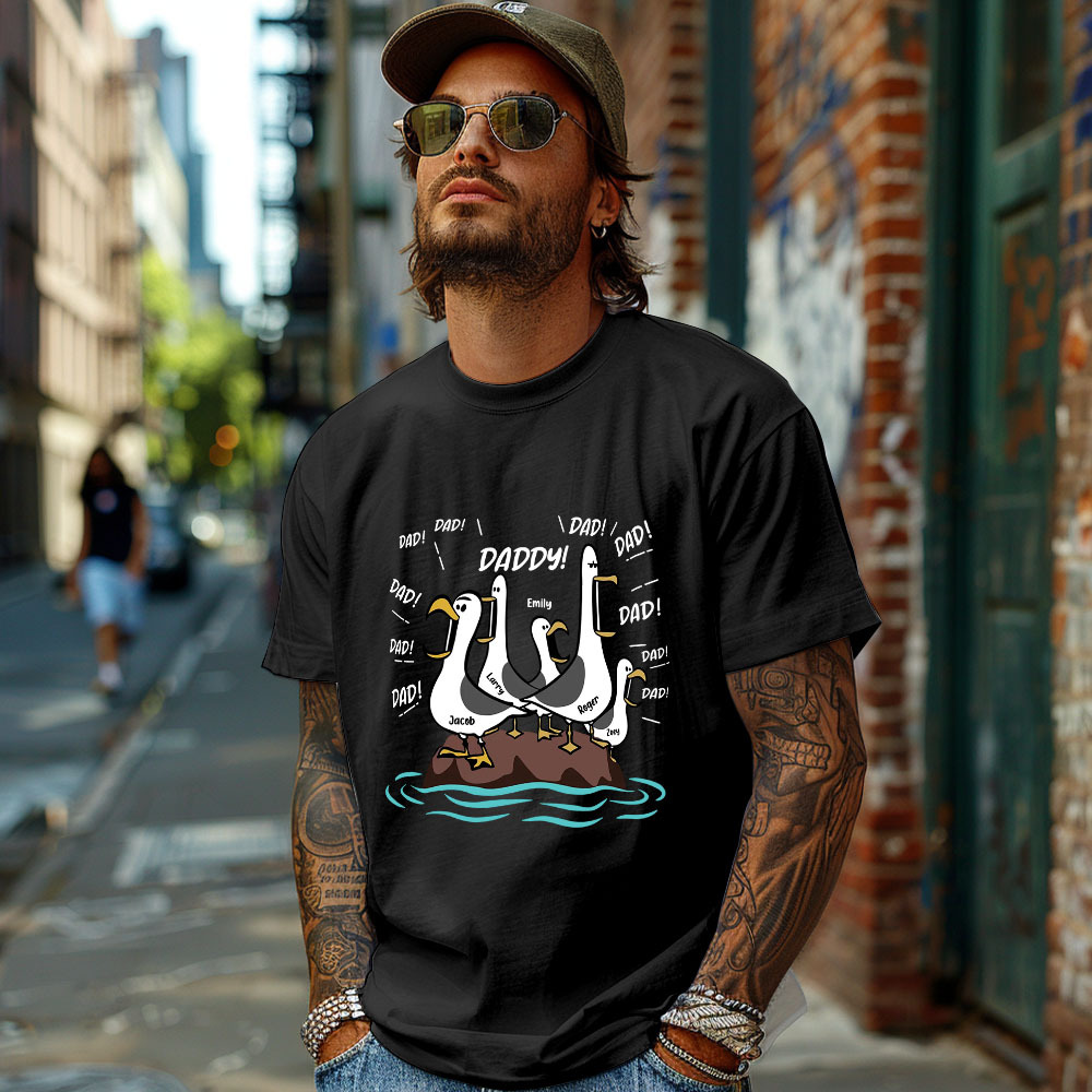 Seagull Dad! Dad! Dad! Custom Kid Name - Personalized Shirt - Funny Father's Day Gift For Dad, Husband - MyMoonLampAu