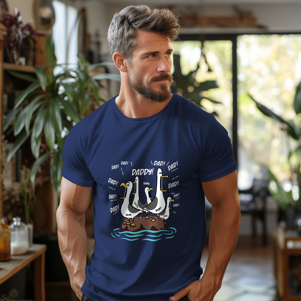 Seagull Dad! Dad! Dad! Custom Kid Name - Personalized Shirt - Funny Father's Day Gift For Dad, Husband - MyMoonLampAu