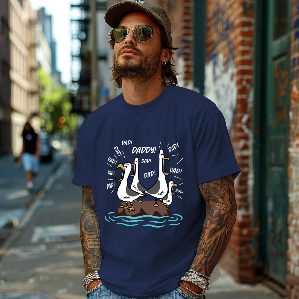 Seagull Dad! Dad! Dad! Custom Kid Name - Personalized Shirt - Funny Father's Day Gift For Dad, Husband - MyMoonLampAu