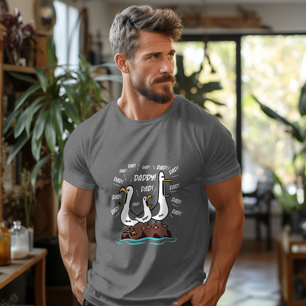 Seagull Dad! Dad! Dad! Custom Kid Name - Personalized Shirt - Funny Father's Day Gift For Dad, Husband - MyMoonLampAu