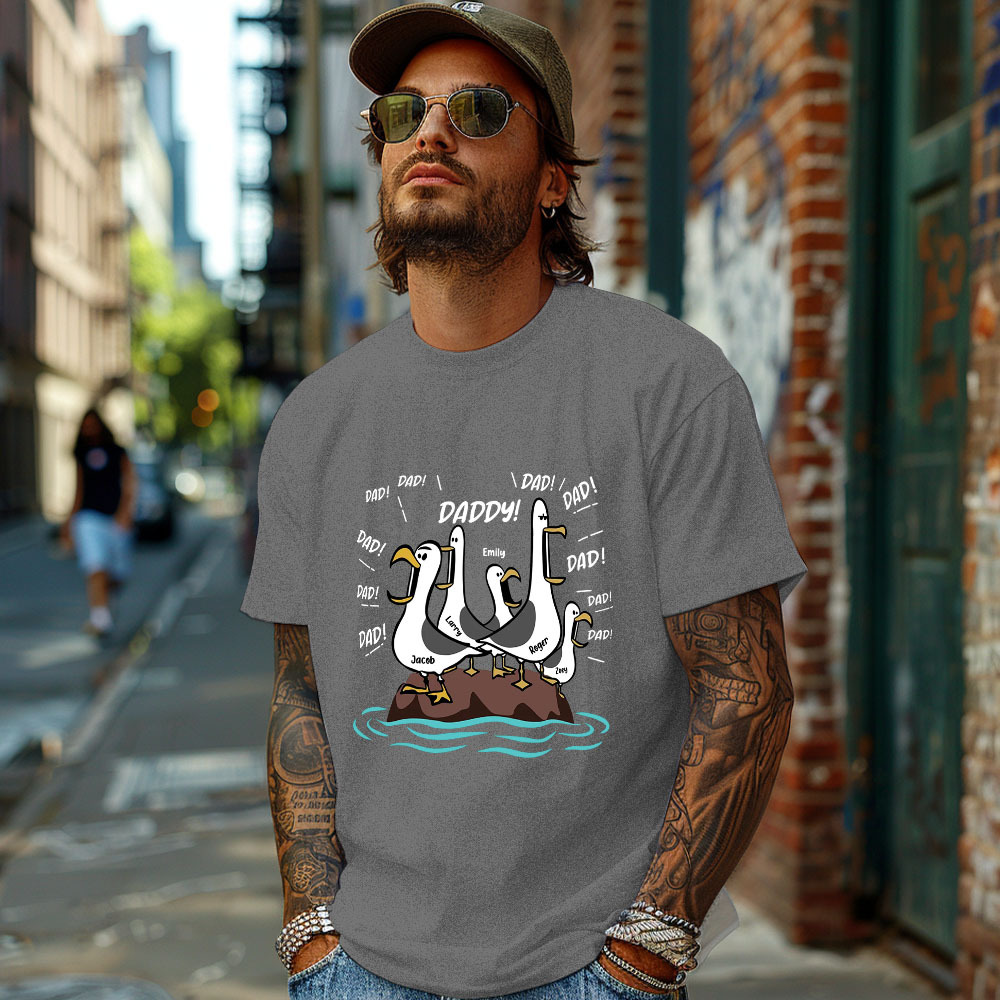 Seagull Dad! Dad! Dad! Custom Kid Name - Personalized Shirt - Funny Father's Day Gift For Dad, Husband - MyMoonLampAu