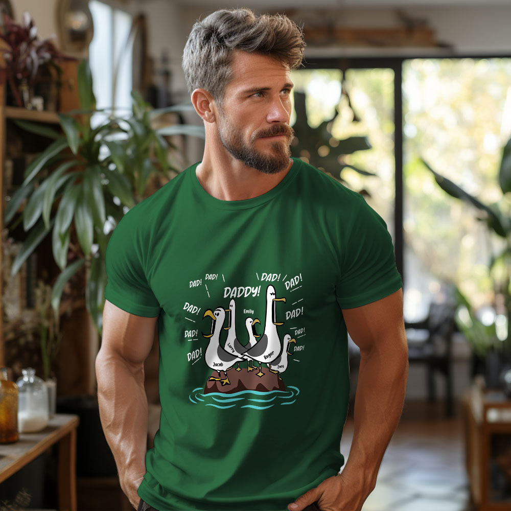 Seagull Dad! Dad! Dad! Custom Kid Name - Personalized Shirt - Funny Father's Day Gift For Dad, Husband - MyMoonLampAu