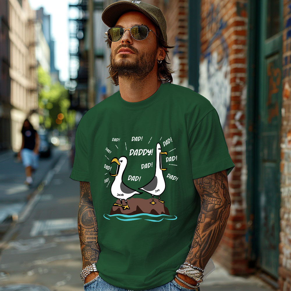Seagull Dad! Dad! Dad! Custom Kid Name - Personalized Shirt - Funny Father's Day Gift For Dad, Husband - MyMoonLampAu