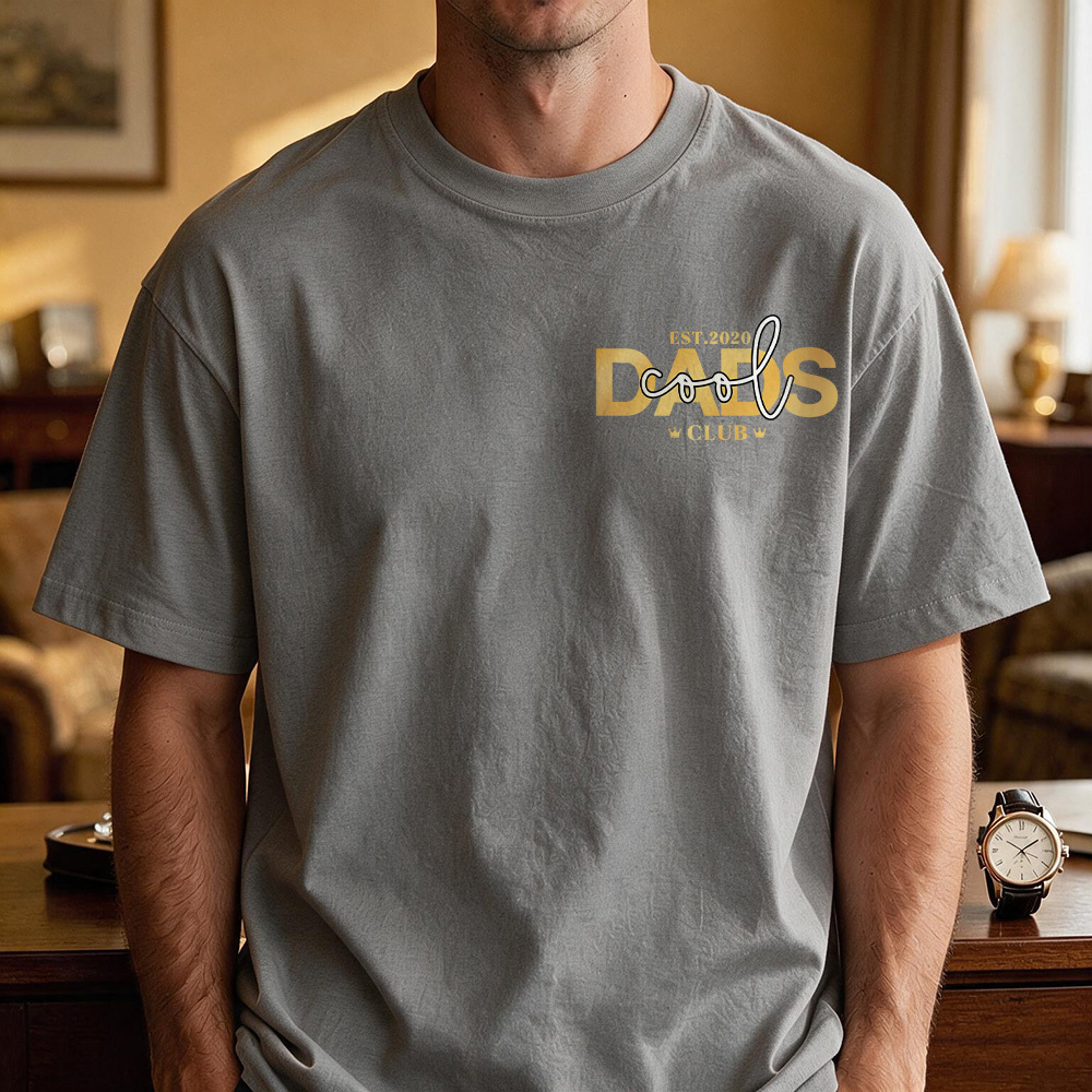 Personalized Cool Dad Photo Shirt, Dad Gift Custom, Father's Day T-Shirt with Kids Name, Cool Dad Club Photo Shirt - MyMoonLampAu