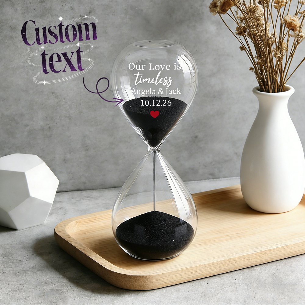 Custom Text Hourglass Personalized Name Love Timeless Sand Timer Gift for Anniversary Valentine's Day - MyMoonLampAu