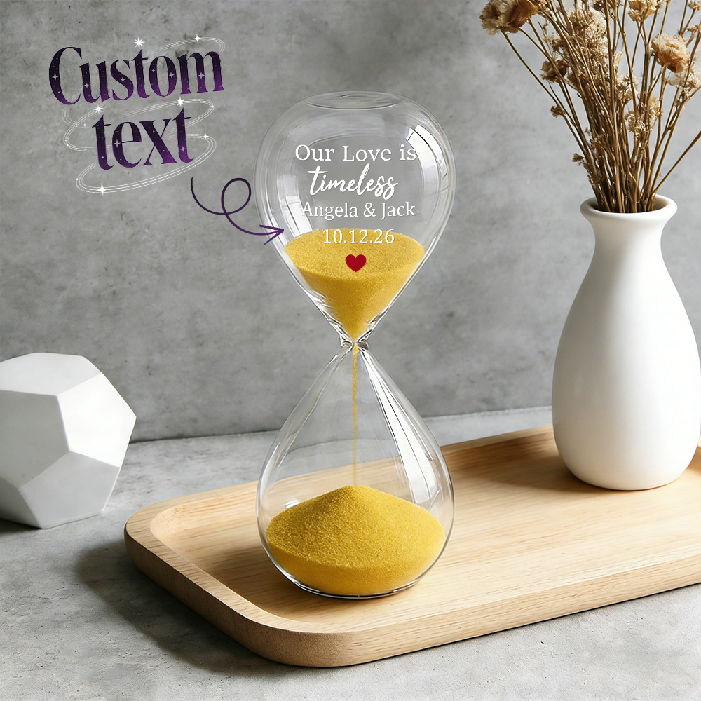 Custom Text Hourglass Personalized Name Love Timeless Sand Timer Gift for Anniversary Valentine's Day - MyMoonLampAu