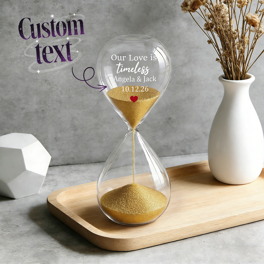 Custom Text Hourglass Personalized Name Love Timeless Sand Timer Gift for Anniversary Valentine's Day - MyMoonLampAu