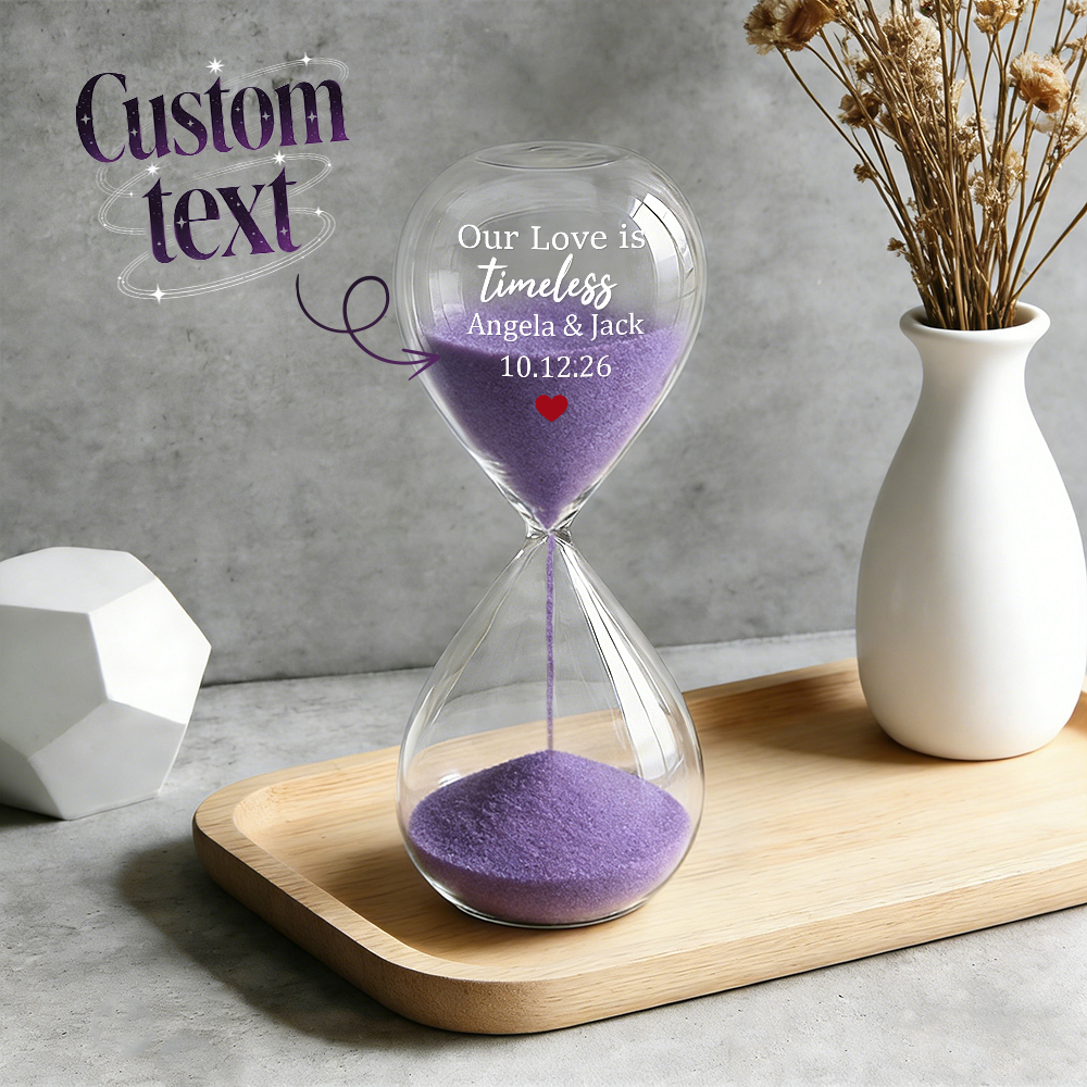 Custom Text Hourglass Personalized Name Love Timeless Sand Timer Gift for Anniversary Valentine's Day - MyMoonLampAu