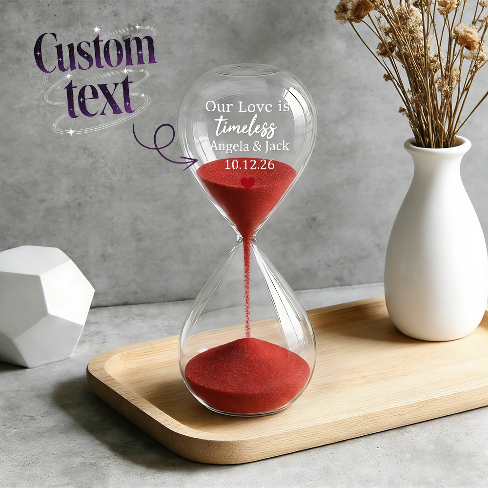 Custom Text Hourglass Personalized Name Love Timeless Sand Timer Gift for Anniversary Valentine's Day - MyMoonLampAu