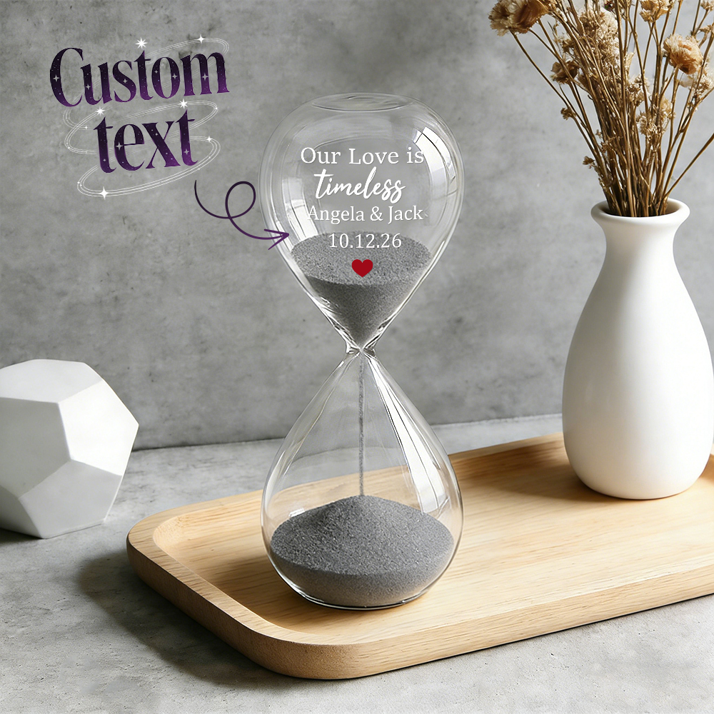 Custom Text Hourglass Personalized Name Love Timeless Sand Timer Gift for Anniversary Valentine's Day - MyMoonLampAu