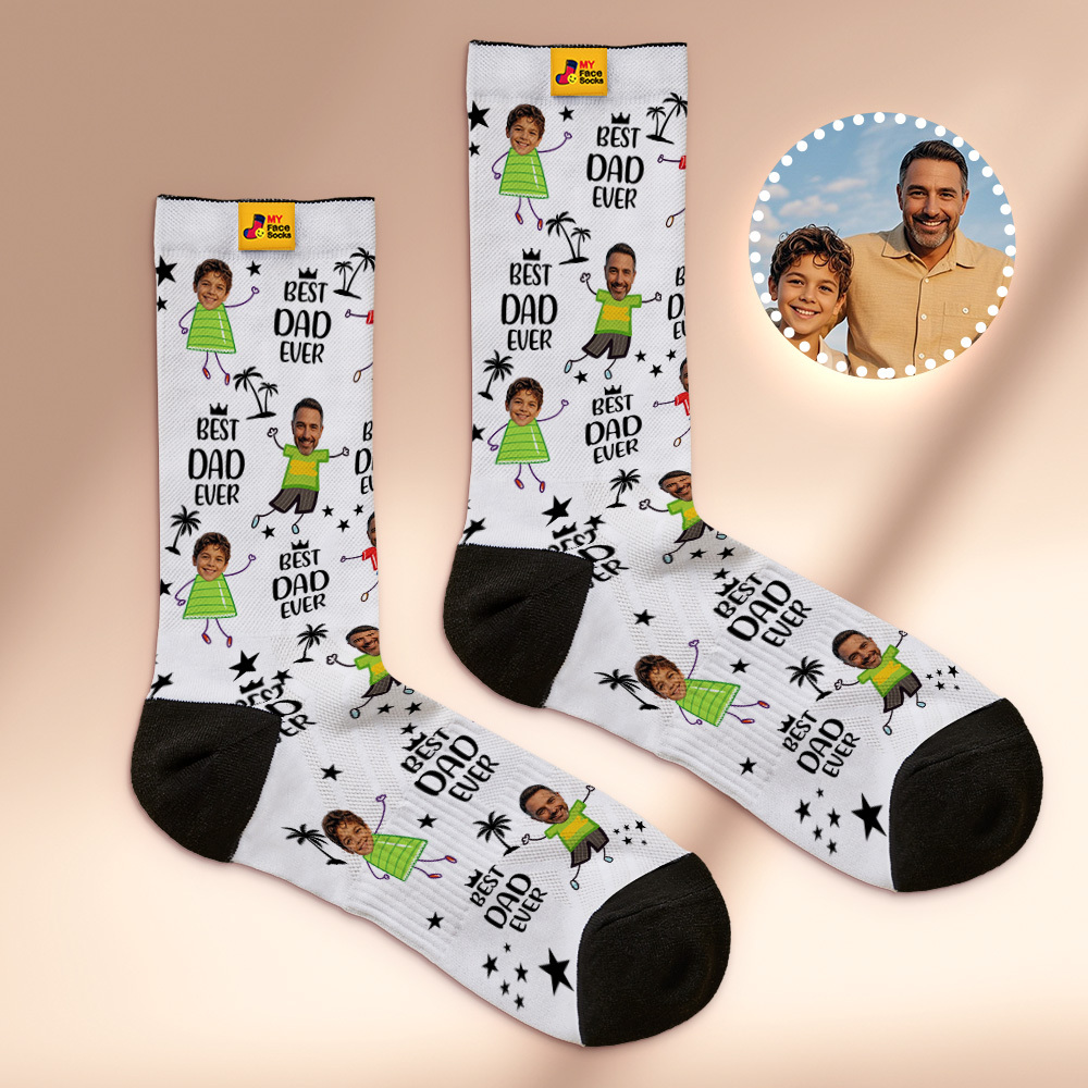 Custom Face Socks Personalized Photo Socks for Dad Fathers Day Gift - MyMoonLampAu