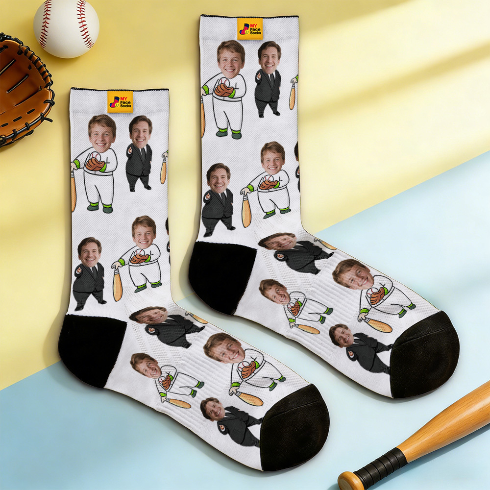 Personalized Socks with Faces Custom Funny Photo Socks for Dad, Father's Day Gift - MyMoonLampAu