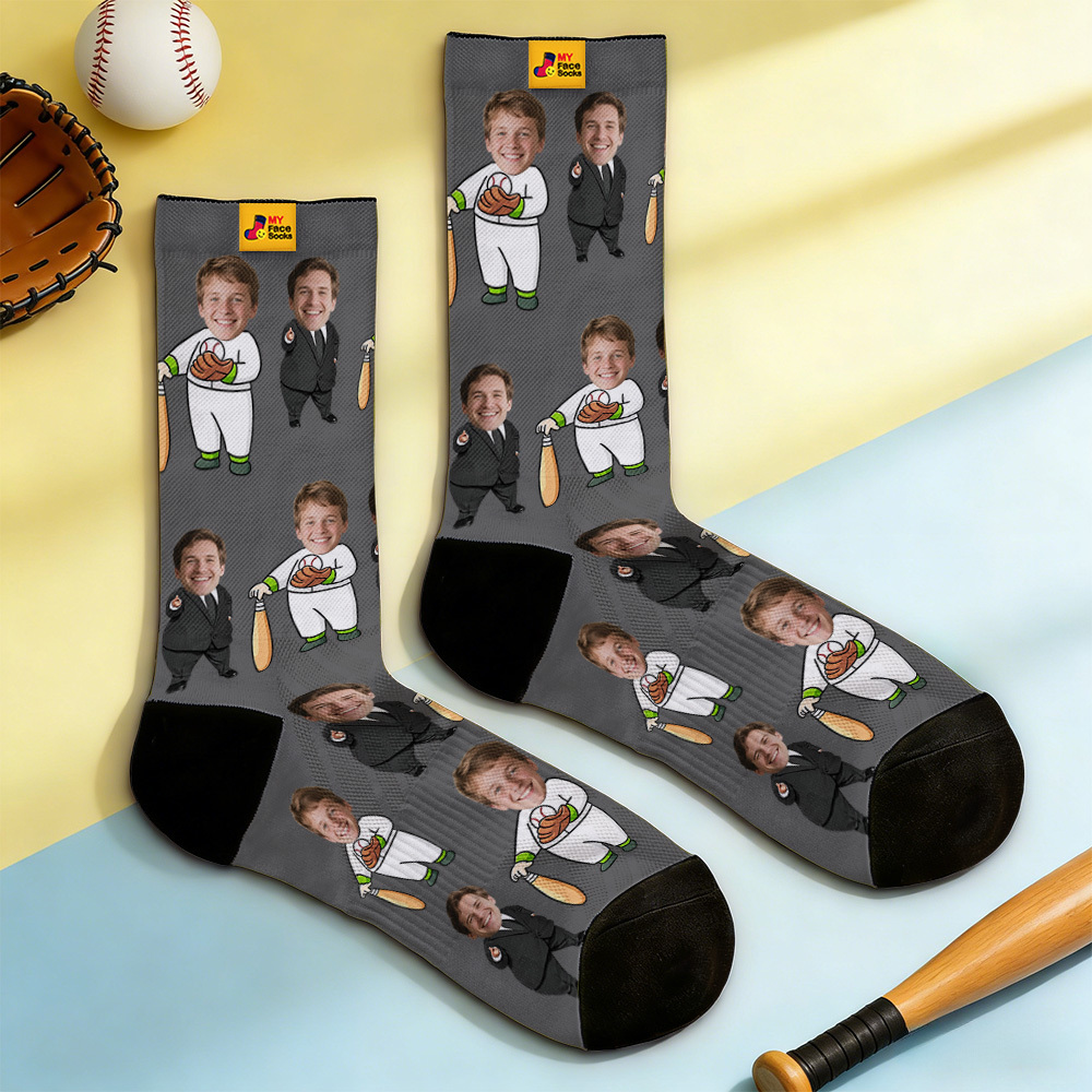 Personalized Socks with Faces Custom Funny Photo Socks for Dad, Father's Day Gift - MyMoonLampAu