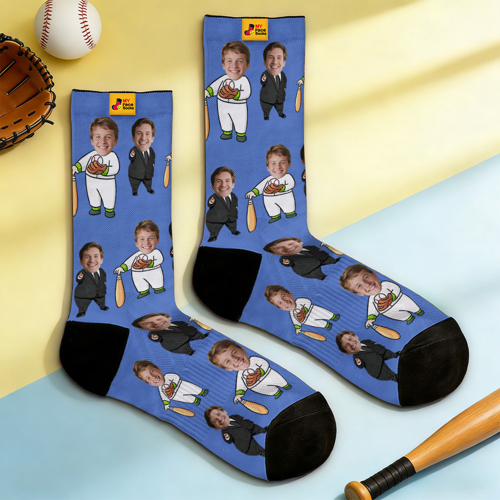 Personalized Socks with Faces Custom Funny Photo Socks for Dad, Father's Day Gift - MyMoonLampAu