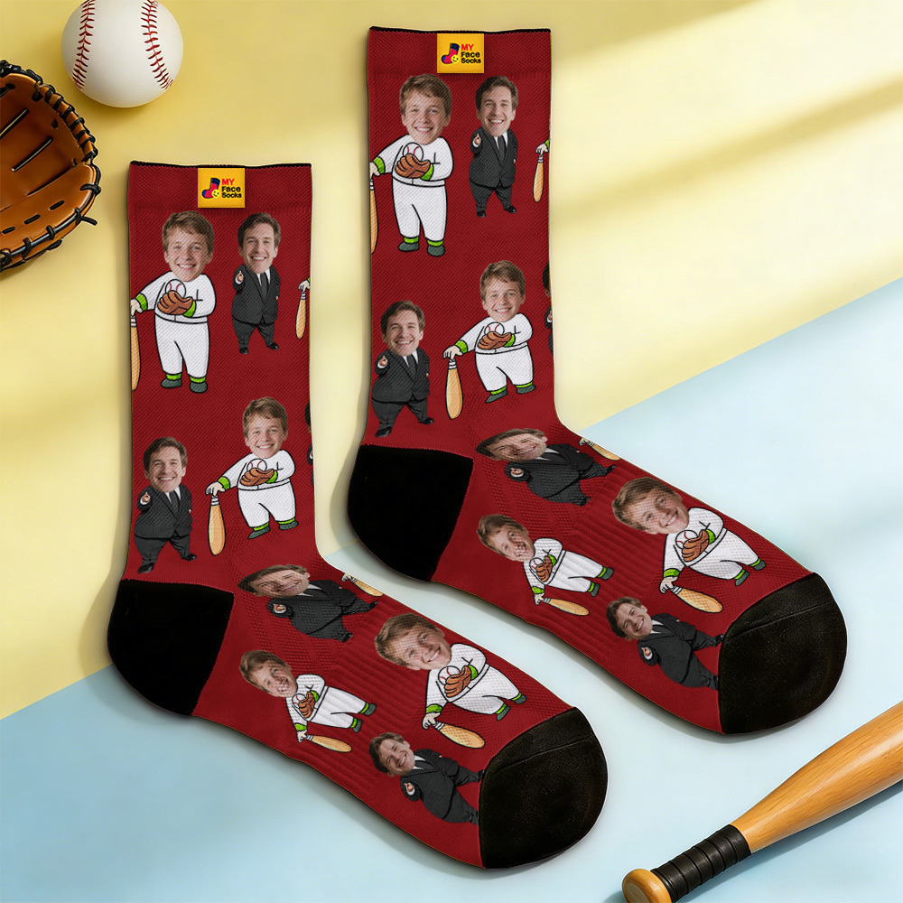 Personalized Socks with Faces Custom Funny Photo Socks for Dad, Father's Day Gift - MyMoonLampAu
