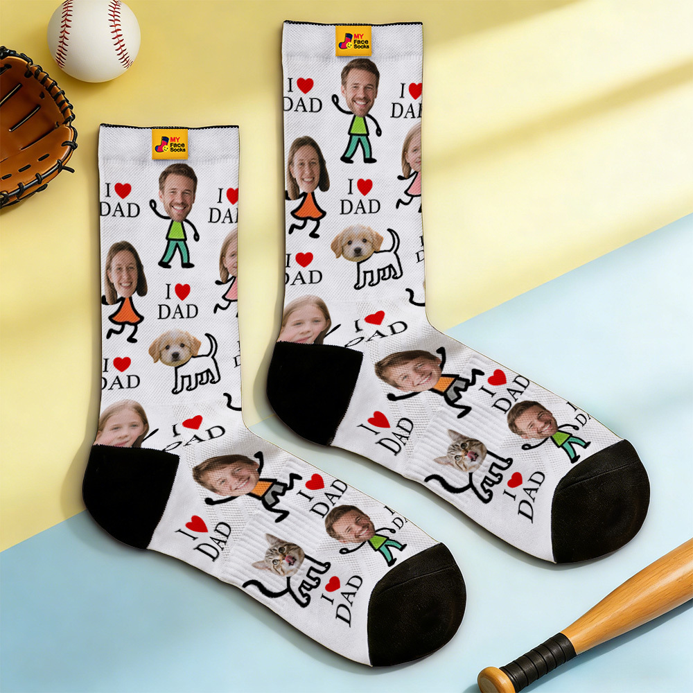 Personalized Socks with Faces Custom Funny Photo Socks for Dad, Father's Day Gift - MyMoonLampAu