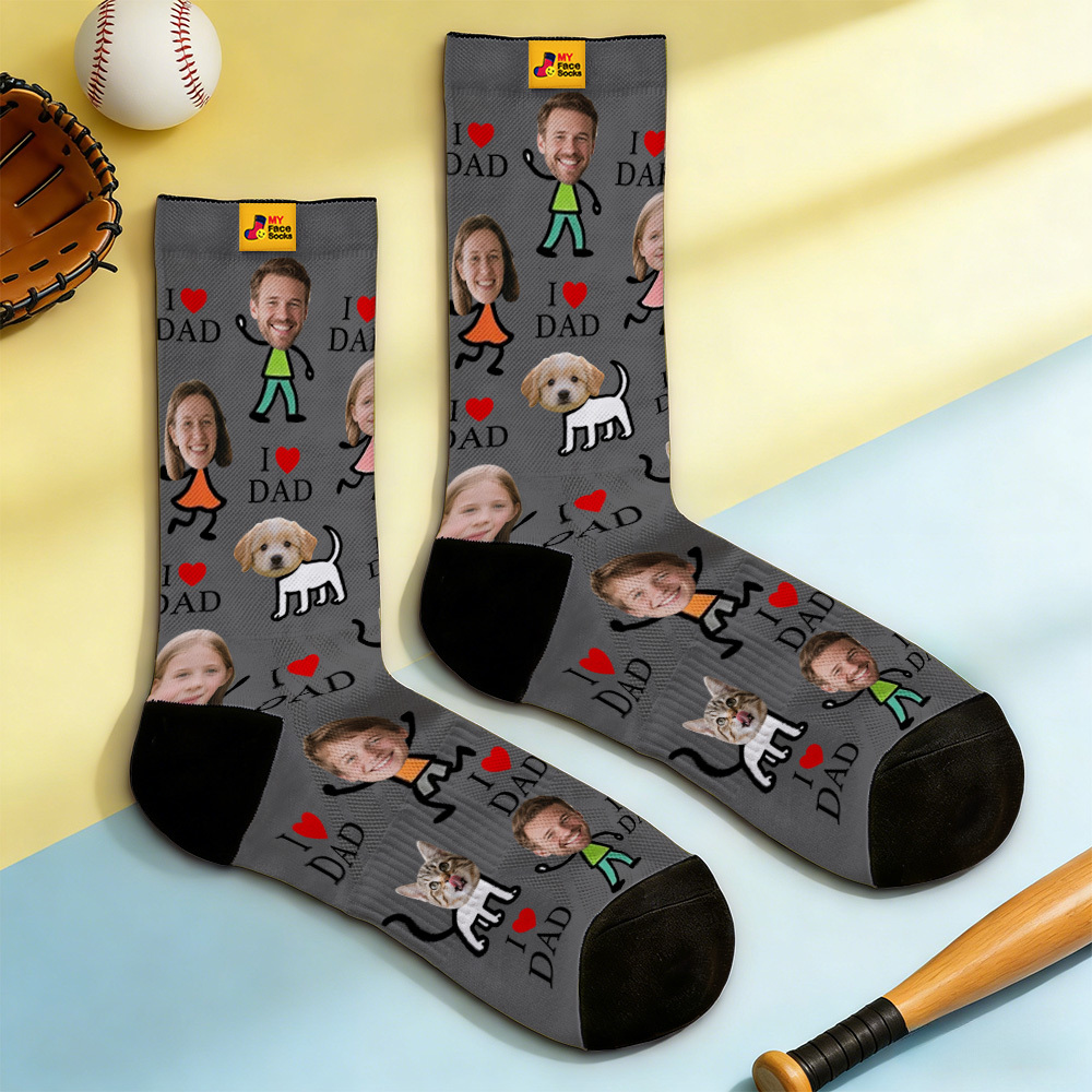Personalized Socks with Faces Custom Funny Photo Socks for Dad, Father's Day Gift - MyMoonLampAu