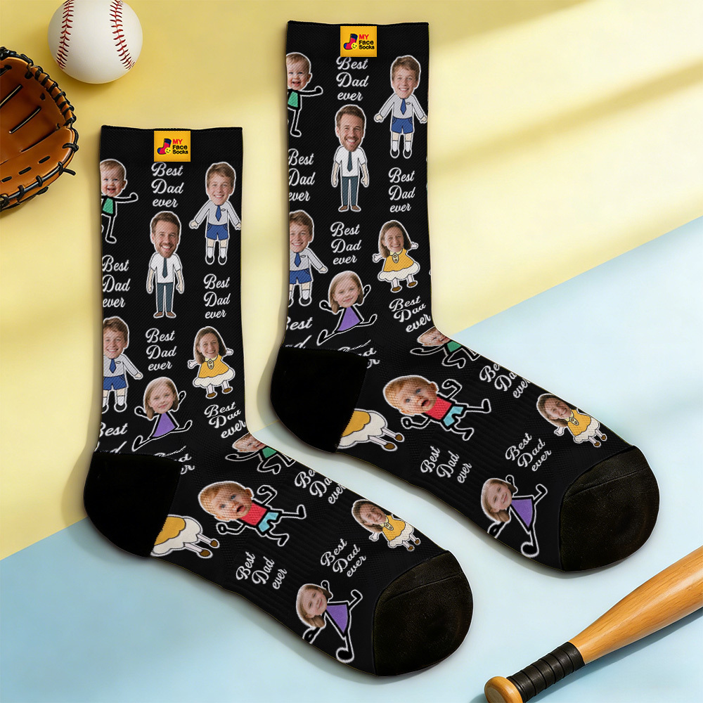 Personalized Socks with Faces Custom Funny Photo Socks for Dad, Father's Day Gift - MyMoonLampAu