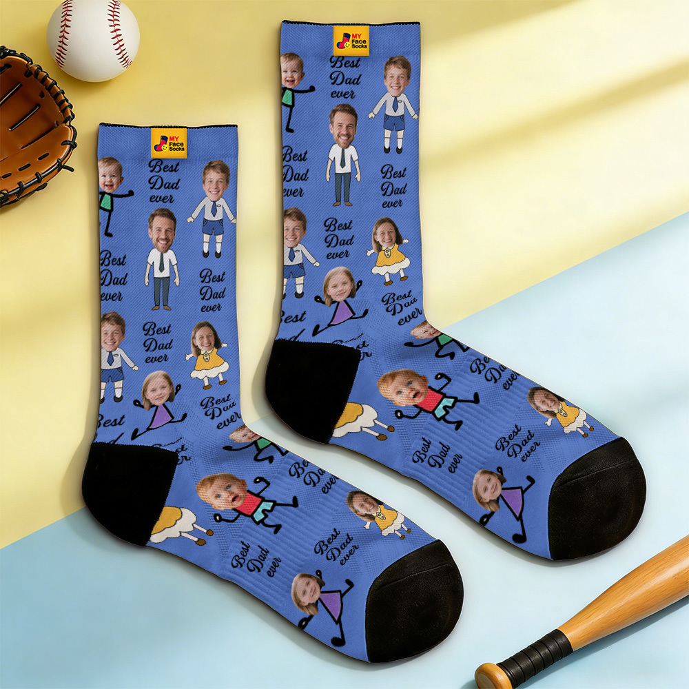 Personalized Socks with Faces Custom Funny Photo Socks for Dad, Father's Day Gift - MyMoonLampAu