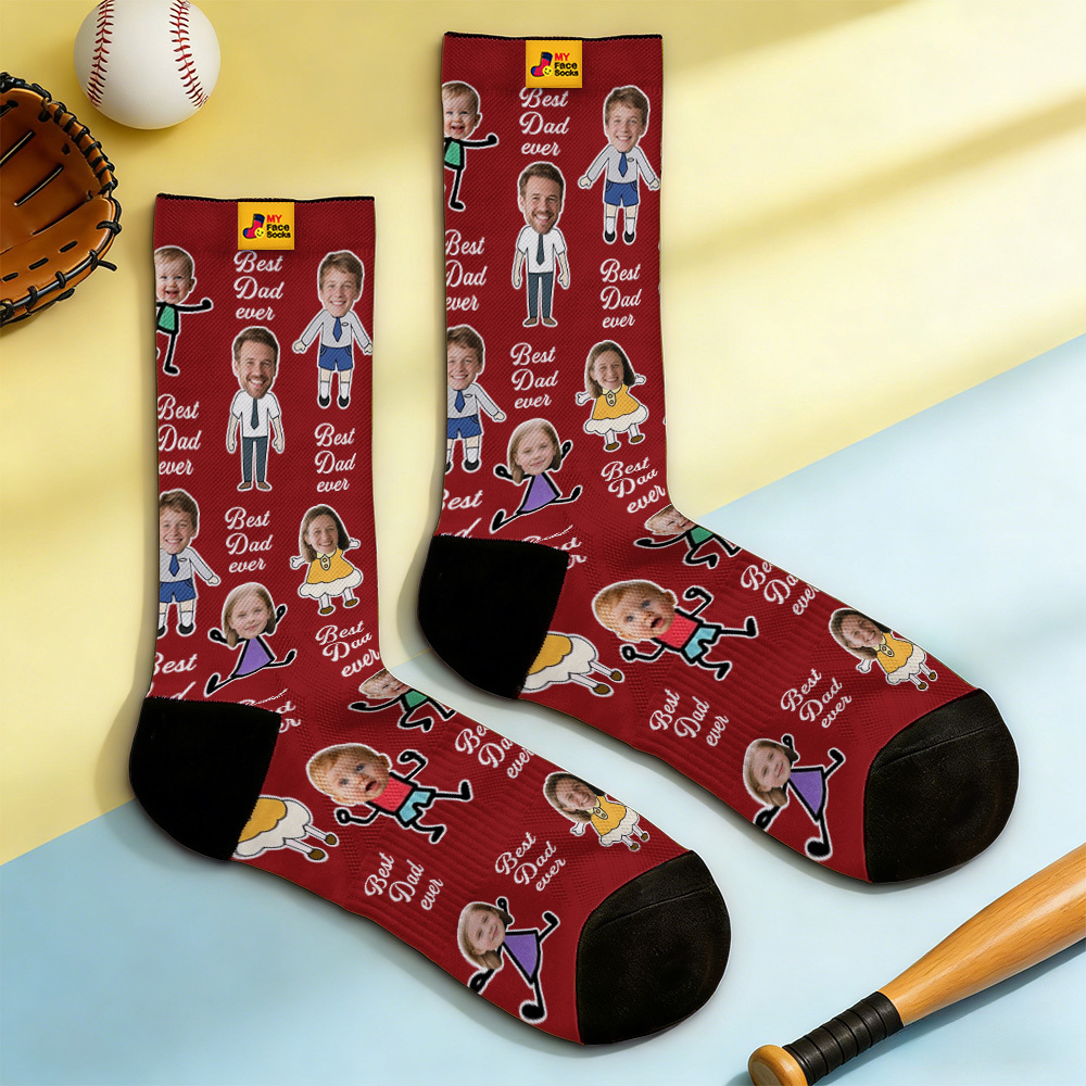 Personalized Socks with Faces Custom Funny Photo Socks for Dad, Father's Day Gift - MyMoonLampAu