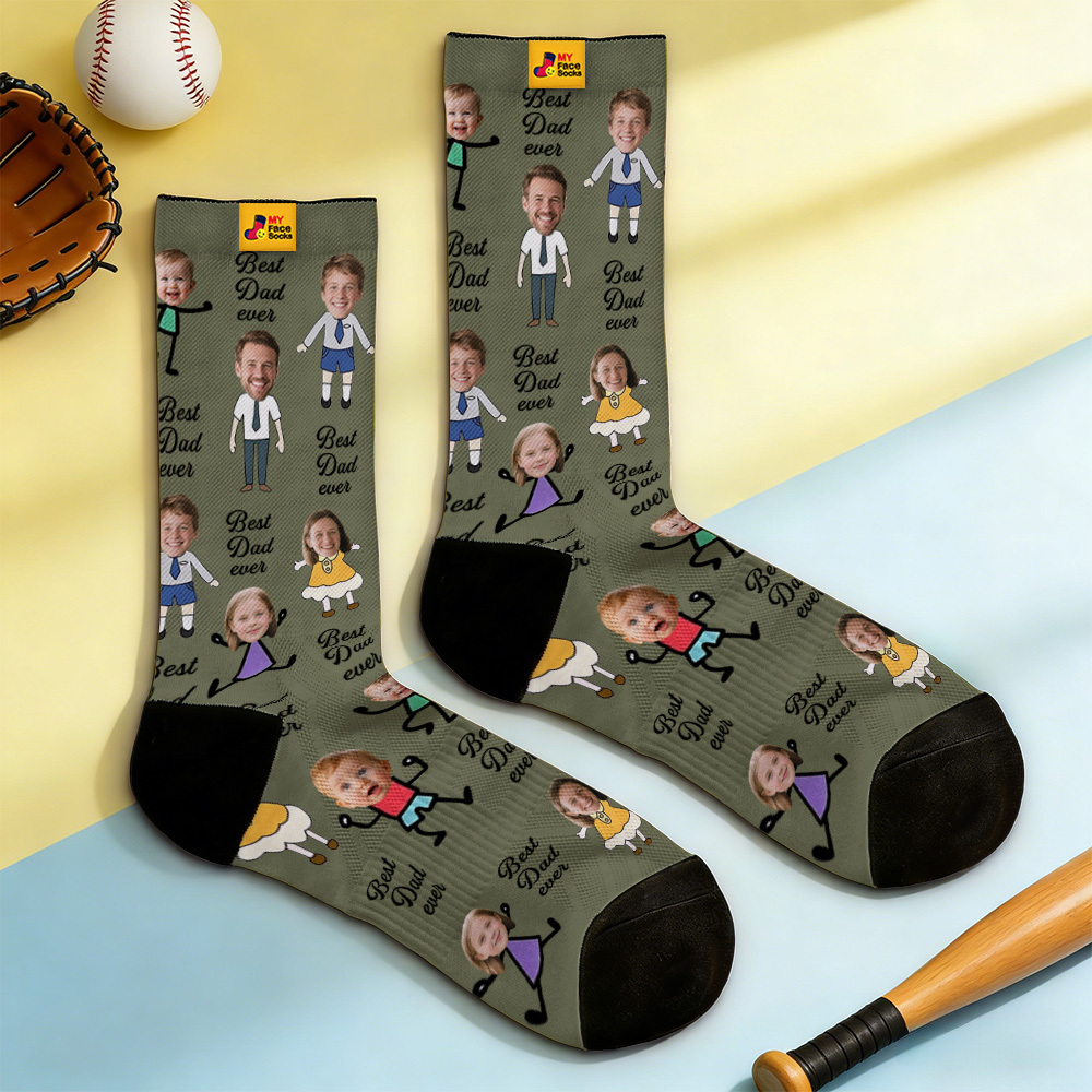 Personalized Socks with Faces Custom Funny Photo Socks for Dad, Father's Day Gift - MyMoonLampAu