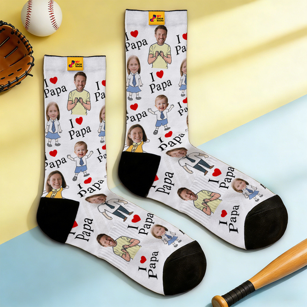 Personalized Socks with Faces Custom Funny Photo Socks for Dad, Father's Day Gift - MyMoonLampAu