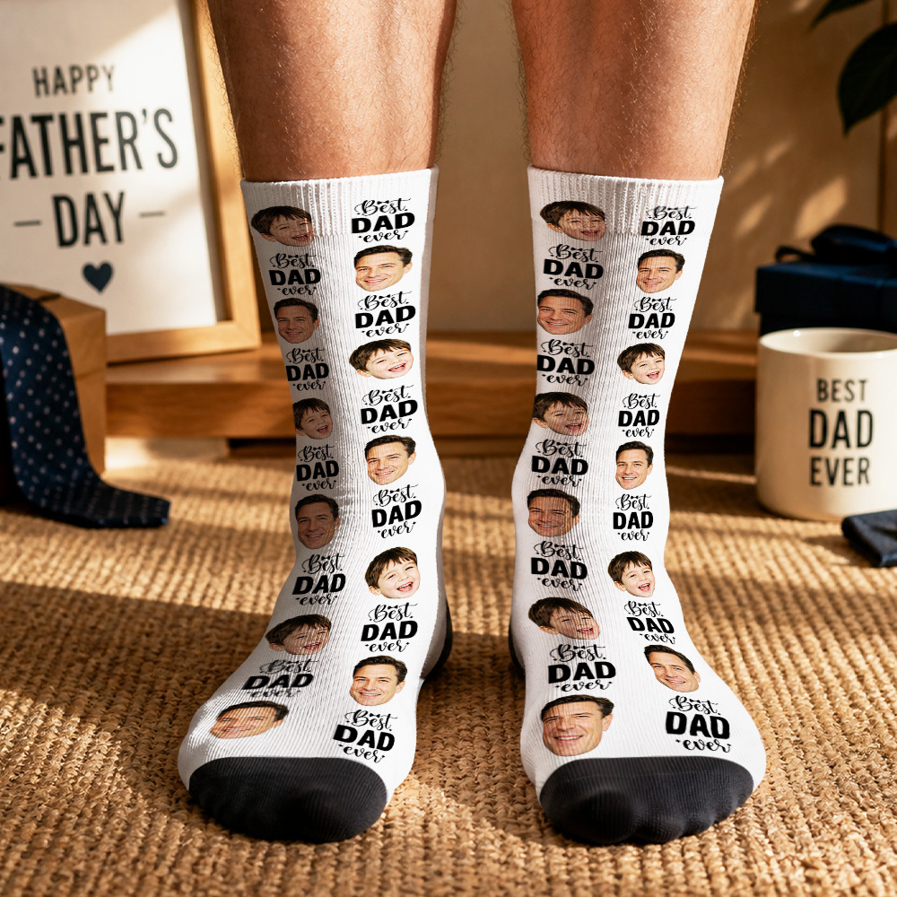 Personalized Photo Socks for Dad, Custom Face Socks, Fathers Birthday Gift - MyMoonLampAu