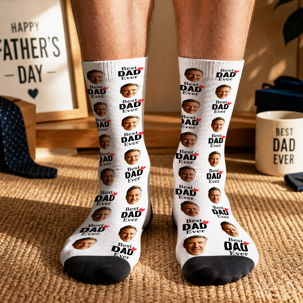 Personalized Photo Socks for Dad, Custom Face Socks, Fathers Birthday Gift - MyMoonLampAu