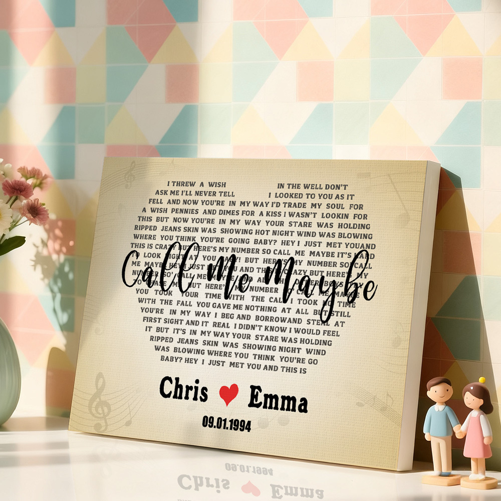 Heart Shaped Song Lyrics On Canvas Custom Wall Art Home Decoration - MyMoonLampAu