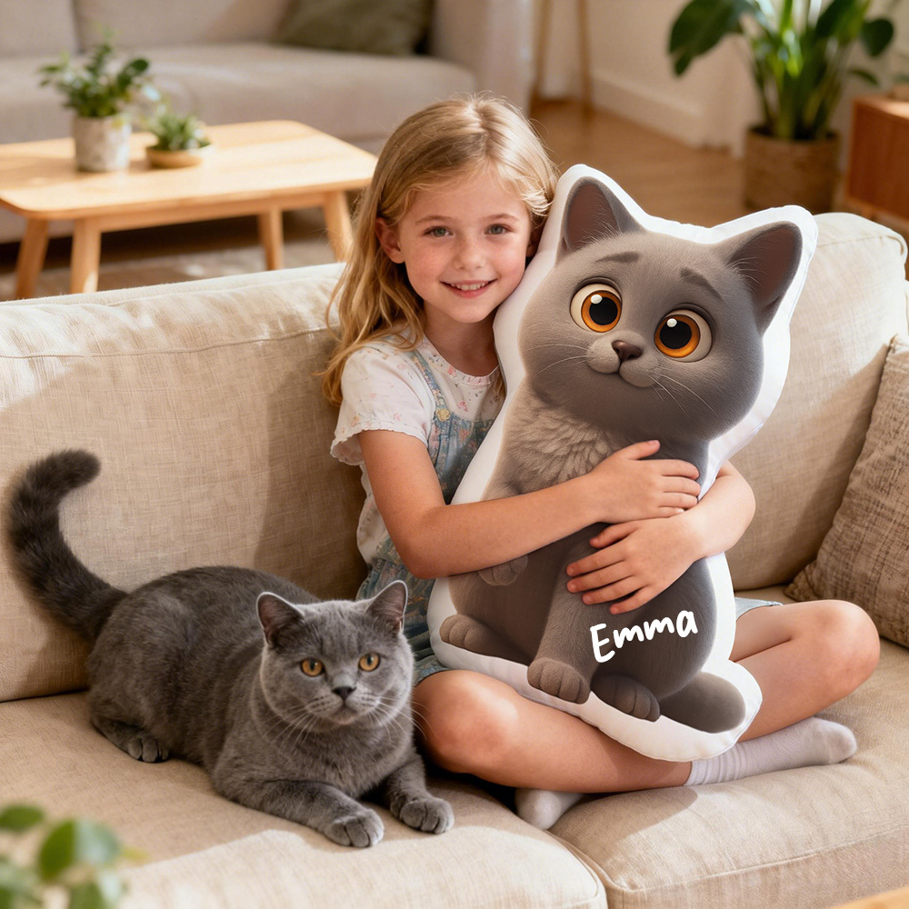 Personalized Pet Portrait Pillow Custom Name Cartoon Pet Cushion Home Decor Gifts for Pet Lovers - MyMoonLampAu