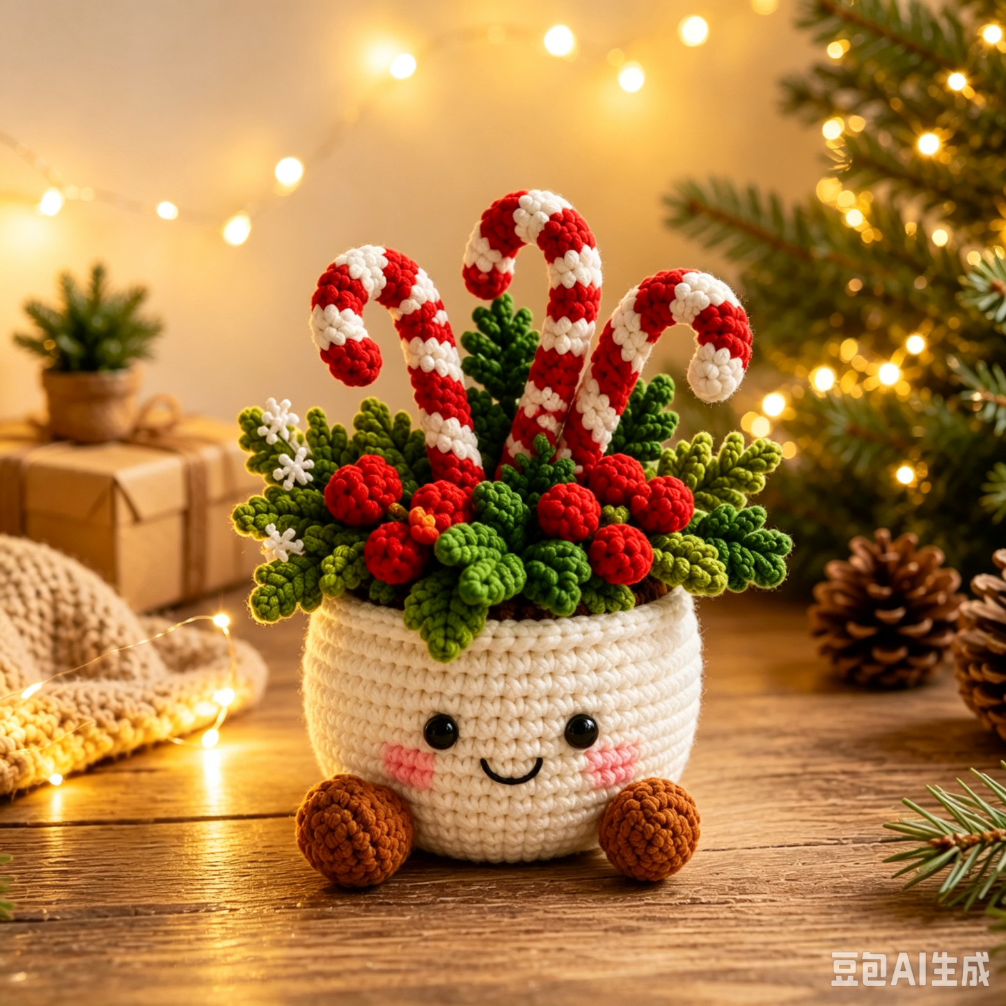 Handmade Crochet Christmas Plant Pots – Festive Holiday Decor Gift for Home & Office - MyMoonLampAu