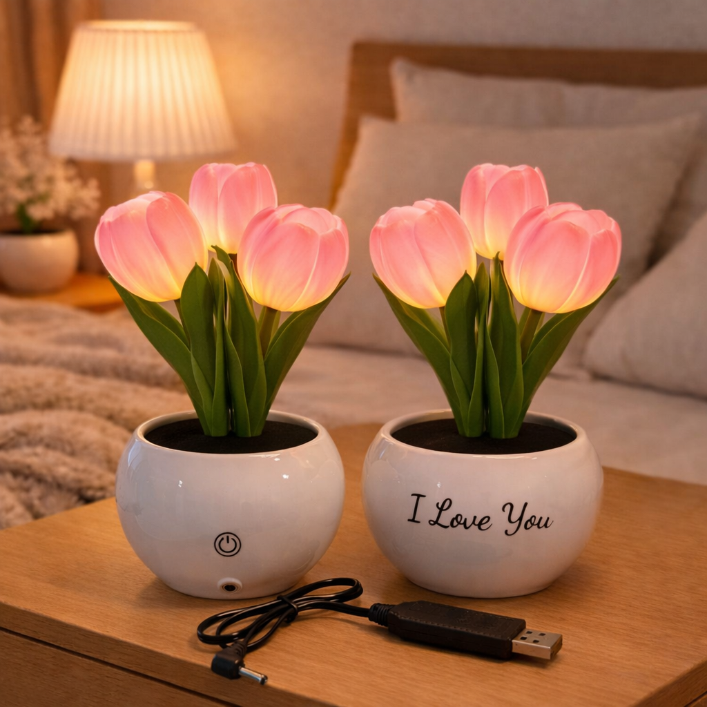 Personalized LED Tulip Night Light with 3 Power Modes Romantic Artificial Bloom Lamp, Unique Mother’s Day Gift for Mom - MyMoonLampAu